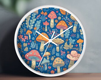Flower Wall Clock, Mushroom Clock, Flower analogue clock, Floral Print, Cottagecore Decor, Cute Wall Decor, Floral Wall Hanging, Room Decor
