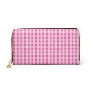 Cartera con cremallera Palaka rosa: elegante organizador para mujer, cartera de mano elegante, billetera de cuero PU, regalo de Hawái, artículo esencial para todos los días