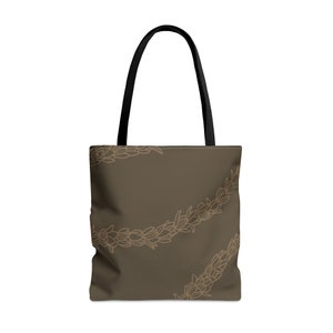 Dark Brown Pikake Lei Tote Bag Hawaii Lei Reusable Bag Hawaii Gift Aloha Aina Canvas Tote Bag Back To School