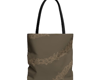 Dunkelbraune Pikake Lei Tote Bag Hawaii Lei Wiederverwendbare Tasche Hawaii Geschenk Aloha Aina Canvas Tote Bag Back To School