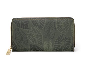 Lau Kalo Zipper Wallet | Cash Holder, Minimalist Purse, PU Leather Wallet, Gift from Hawaii, Travel Wallet, Everyday Essential