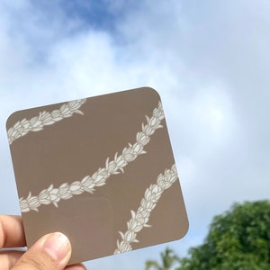 Lei Pikake Cork Back Coaster | Hawaii Gift | New Home Gift | Hawaiian Pride | Durable Non-Slip Coaster