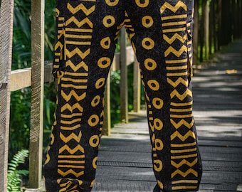 Pantalones con estampado de tela de barro de Ankara