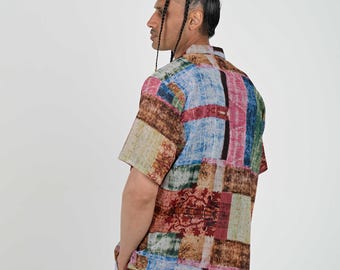 Patchwork Shirt Custom Made for Men Size S, M, L or XL, Your