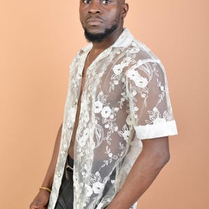 Plus Size Floral Embroidered Mesh Top Verdusa Men's Sheer Mesh Button Up Short Sleeve Top UK Plus Size Floral Embroidered Mesh Top Verdusa Men's Sheer Mesh Button Up Short Sleeve Top UK