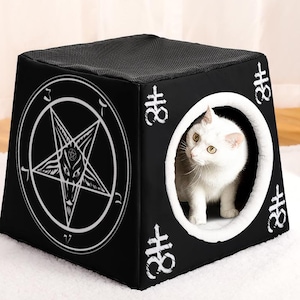 Satanic Goth Pet Soft Sleeping Bed Puppy Cat House, gothic cat, dog bed, Baphomet, Occult accessories, supplies, furniture pet lover gifts