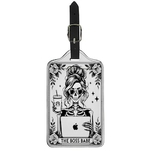 Goth Lustige Tarotkarte THE BOSS BABE Gepäckanhänger Skelett mystische Bordkarte Reise Koffer Tags Reisen Schlüsselanhänger Gothik Geschenke