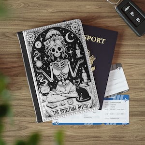 Goth engraçado cartão de tarô o espiritual bi * ch capa de passaporte caso de passaporte cartão de embarque gótico viagem titular bruxa bruxaria presentes de viagem