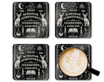 Ouija Board Cork Coaster Set: Witchy Goth Home Decor