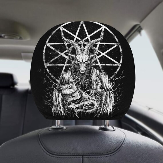 Satanic Baphomet Goth Car Seat Covers, Satan Devil 666 Car