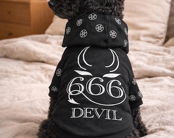 Baphomet Pet Hoodie, Goth Dog Sweater, Gothic Cat Clothes, Satanic Pet Outfit, Alternative Pet Apparel, Spooky Gift for Pet Lovers