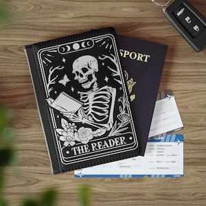 Goth Tarot Card THE READER Passport Cover Vegan Passport Case Gothic Boarding Card Travel Witch passport holder Witchcraft traveling