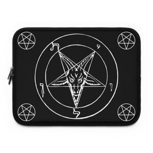 Satanic Baphomet Laptop Sleeve: Gothic Occult Tablet Cover