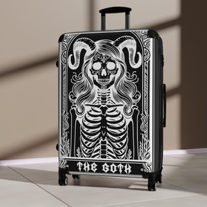 Carta de Tarot Gótico LA Maleta GOTH, Mística, Esqueleto Bruja Mística Brujería luna polilla Gótica Equipaje, viajero, bolsa de viaje llevar