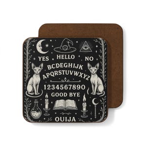 Mystical Spynx Ouija Board Coaster | Vintage Spirit Board Drink Coasters | Witchcraft Home Decor | Gift for Halloween | Boho Home Accent