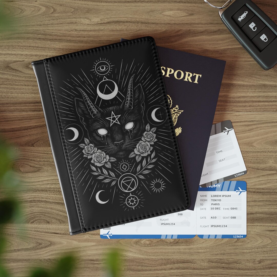 Satanic Sphinx Cat Passport Cover - Travel Accessory, Gift for Cat ...