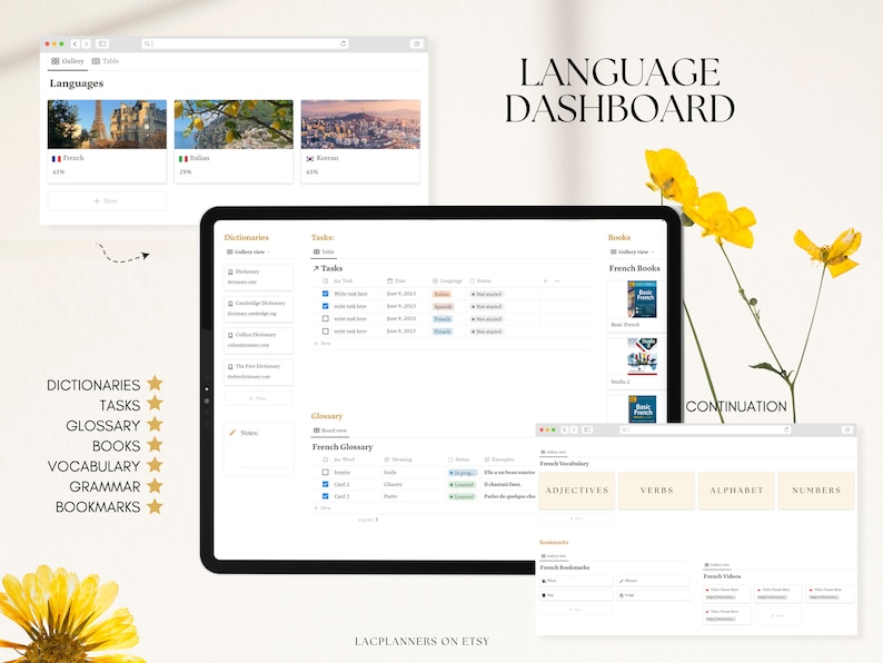 Language Learning Notion Template, Foreign Language, Student Planner ...