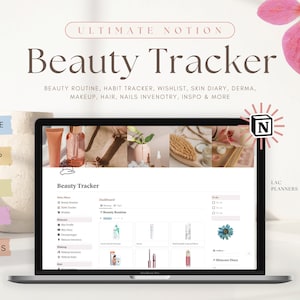 Skincare Template Notion Planner, Beauty Tracker, Wellness Tracker, Routine Tracker, Inventory Dashboard, Self Care Organizer