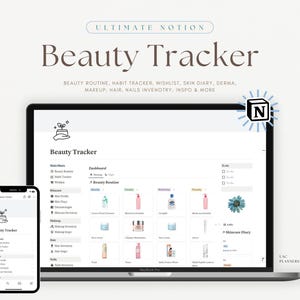 Skincare Template Notion Planner, Beauty Tracker, Wellness Tracker, Routine Tracker, Inventory Dashboard, Self Care Organizer