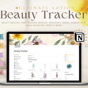 Skincare Template Notion Planner, Beauty Tracker, Wellness Tracker, Routine Tracker, Inventory Dashboard, Self Care Organizer