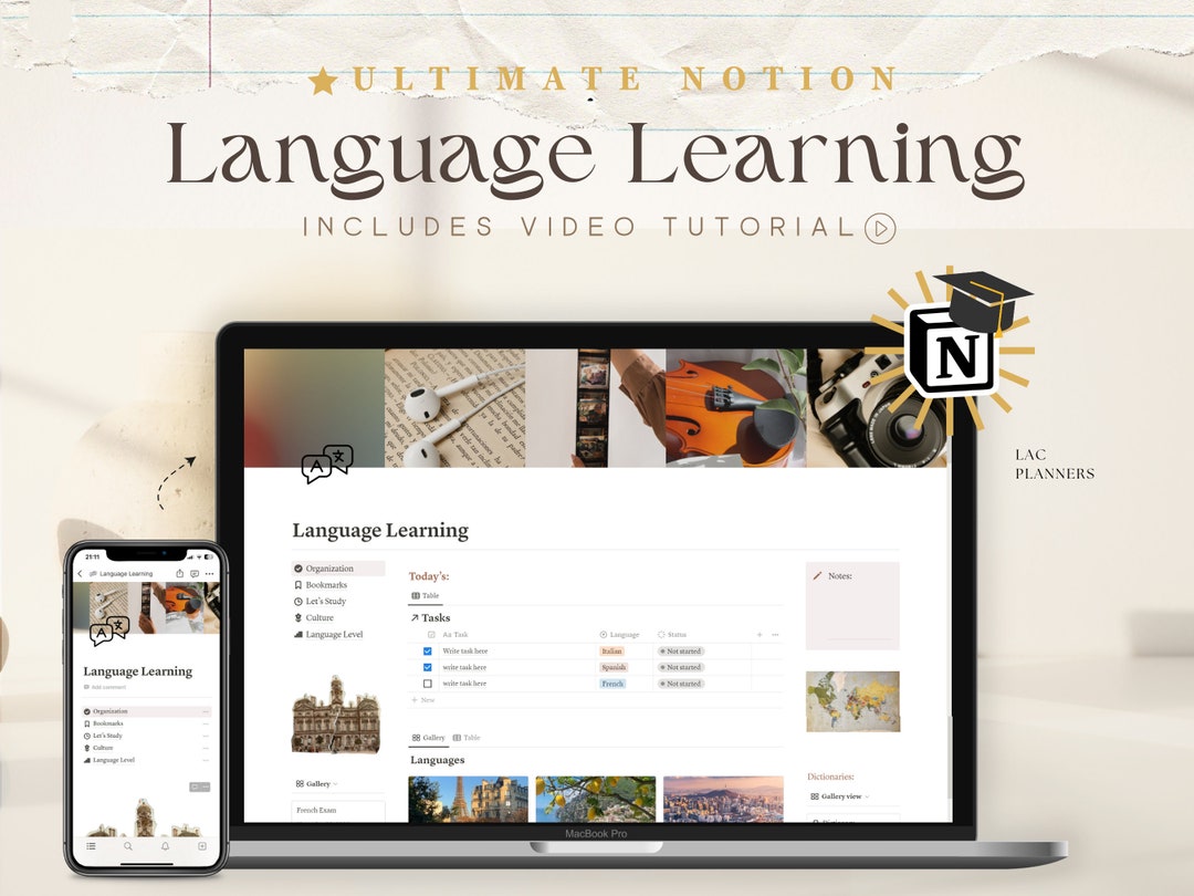 Language Learning Notion Template, Foreign Language, Student Planner ...