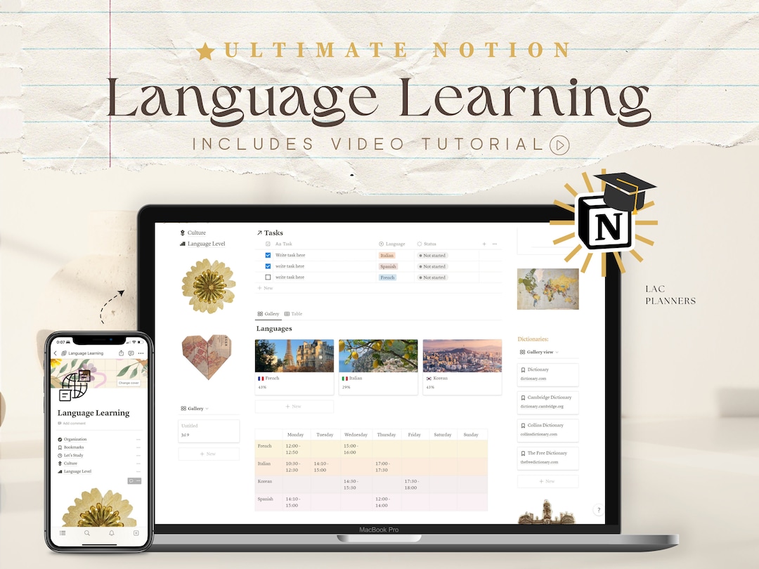 Language Learning Notion Template, Foreign Language, Student Planner ...