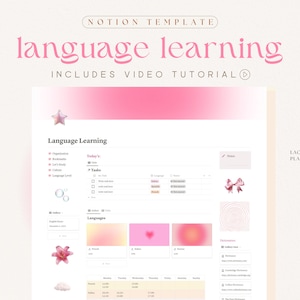 Language Learning Notion Template, Foreign Language, Student Planner,  Language Hub, Dashboard, Learning Languages Tracker, Polyglot Notion