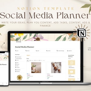 Notion Template Social Media Planner, UGC Notion Planner, Instagram, Youtube, Tiktok Planner, Social Media Content Creator Calendar