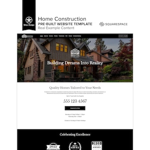Home Build Website Template: Property Construction Residential House Development (Squarespace)