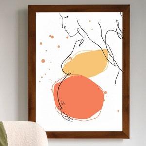 Pregnancy Wall Art, PRINTABLE Pregnancy Line Art, Pregnancy Print, Mother Illustration, Pregnant Woman Line Art