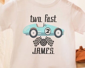 Two Fast Birthday Shirt: Race Car 2nd Birthday Outfit