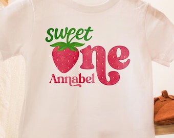 Sweet One Strawberry Birthday Shirt: Custom Name 1st Birthday
