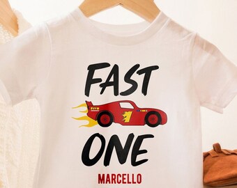 Fast ONE Race Car 1st Birthday Boy Shirt