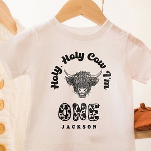 Holy Cow I’m One Birthday Shirt • Highland Cow First Birthday Shirt • Farm Animal Birthday Outfit • Personalized Toddler