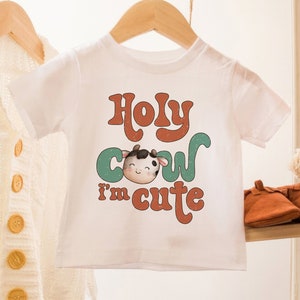 Holy Cow I&#39;m Cute Baby Bodysuit – Funny Farm Animal Baby Shirt, Cute Cow Infant Outfit, Cow Baby Shower Gift, Toddler Cow Tee