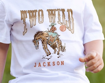 Two Wild birthday cowboy shirt, personalized name and age, Second Party natural tee