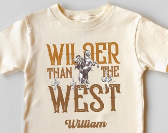 Western Birthday Shirt for Kids, Wilder Than The West Custom Western tee, Rodeo Party