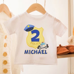 Police Birthday Shirt for Kids • Custom Name & Age • Police Car Birthday Tee • Toddler Cop Party Shirt, Police Car Tee Boy, Birthday Tee.