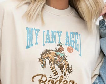 Camiseta de cumpleaños de rodeo personalizada: camiseta personalizada de fiesta vaquera del oeste