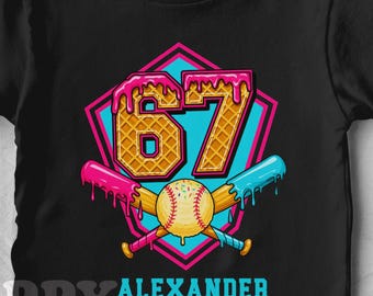 Personalized Baseball Drip 7th Birthday Shirt, Kids Meme Tee