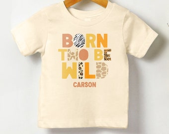 Two Wild Birthday Shirt: Safari Animal Print, Retro Natural Tee