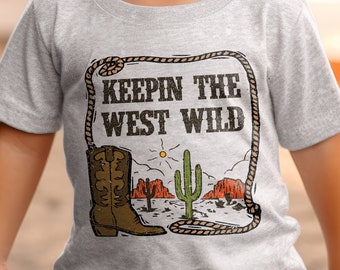 Cowboy Cactus Shirt – Vintage Western Kids Tee, Desert Graphic