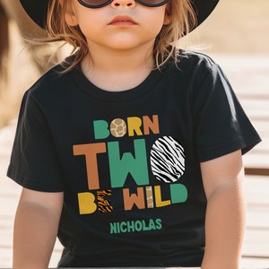Animal Print Born TWO be wild birthday shirt, Two wild shirt, Zoo birthday shirt, Wild theme birthday, Safari birthday Shirt, birthday shirt
