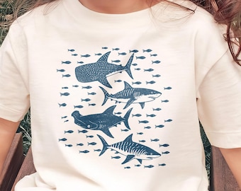 Camiseta infantil de tiburón del océano – Camiseta vintage de vida marina