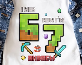 T-shirt 7e anniversaire pour enfants, j'avais 6 ans et maintenant j'ai 7 ans, t-shirt avec nom personnalisé Brick, chemise meme 67