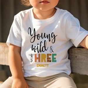 Young Wild and Three birthday shirt, Young Wild and Three shirt, Custom birthday shirt, Wild theme birthday, 3rd birthday Shirt, Custom Tee