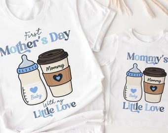 Camiseta a juego para el primer día de la madre: camiseta para mamá y bebé