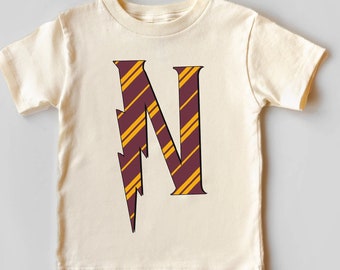 Wizard Initial Personalized Birthday Shirt, Custom Natural Cotton Tee