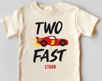 Two Fast Birthday Shirt – Custom Name, Race Car 2nd Birthday Tee for Boys