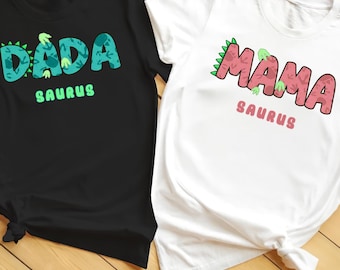 MamaSaurus DadaSaurus Tees: Matching Family Dinosaur Birthday Shirts